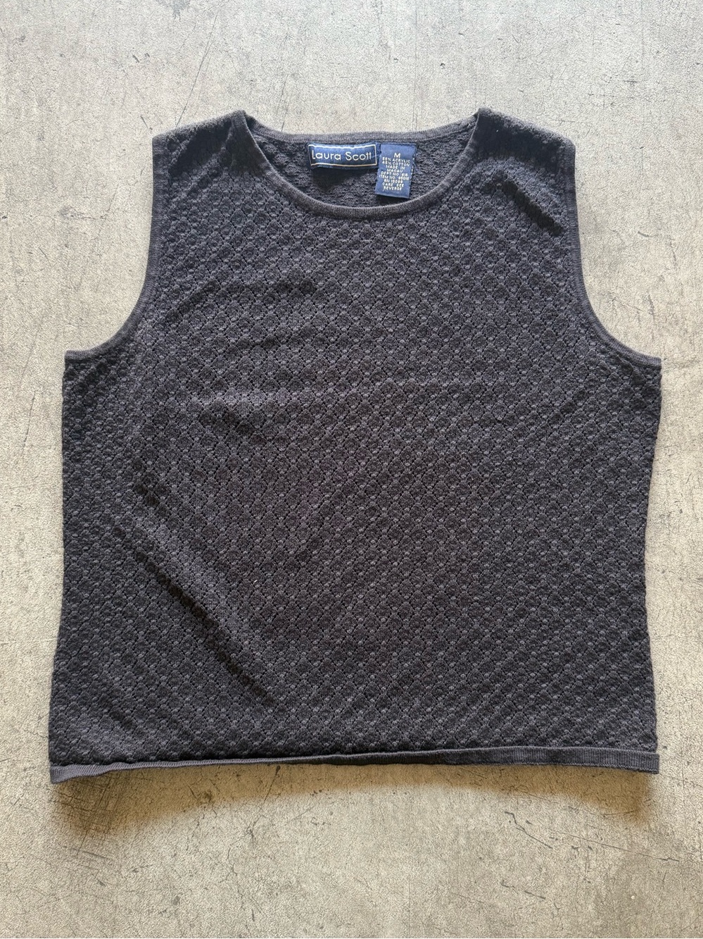 Laura Scott Black Textured Knit Sleeveless Tank